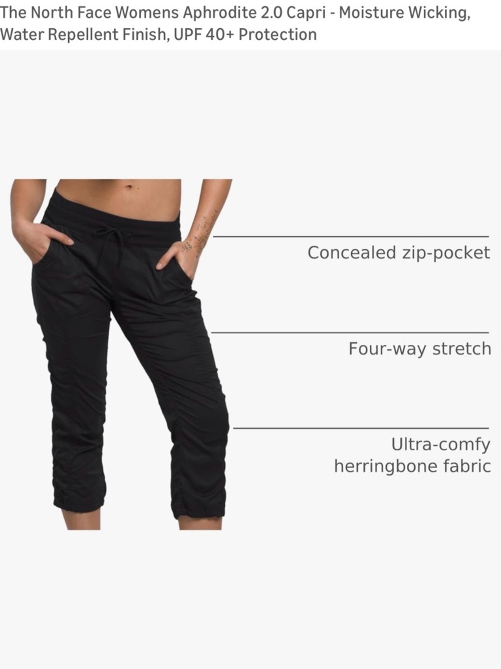 The North Face Womens Aphrodite 2.0 Capri - Black - Picture 2 of 12